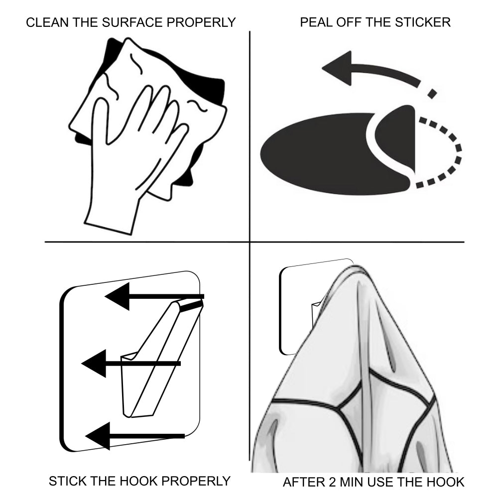 Allied Stainless Steel Self Adhesive Hook | Code - 718 | Square Shaped