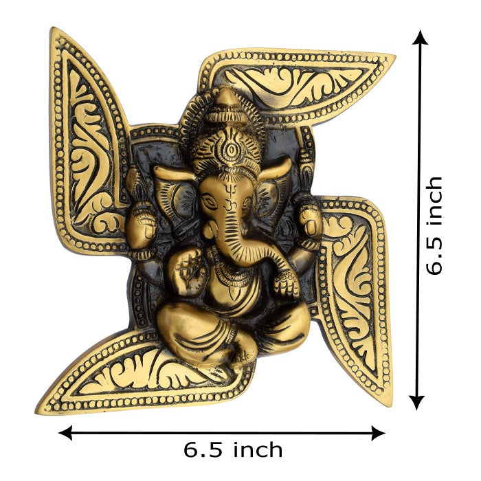 Allied Brass Ganesha On Swastic Wall Hanging Decorative Showpiece
