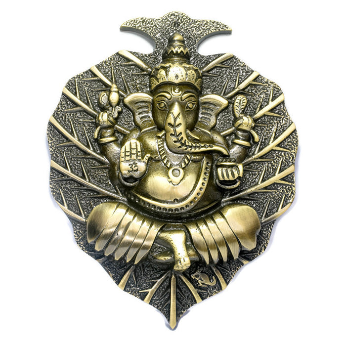 Allied Brass Wall Hanging with an Idol of Lord on Peepal Leaf with Antique Finish