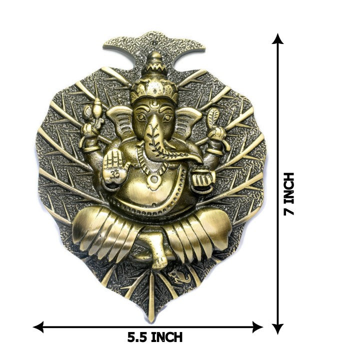 Allied Brass Wall Hanging with an Idol of Lord on Peepal Leaf with Antique Finish