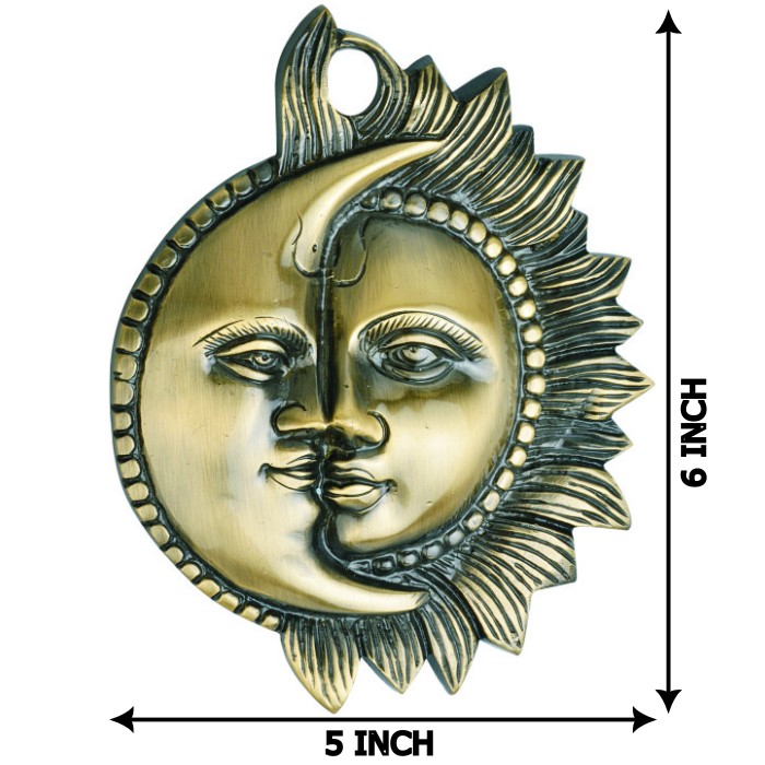 Allied Sun and Moon Brass Wall Hanging- Home Decor/Wall Decor/Showpiece/Wall Decals/Decoratives/Gifts