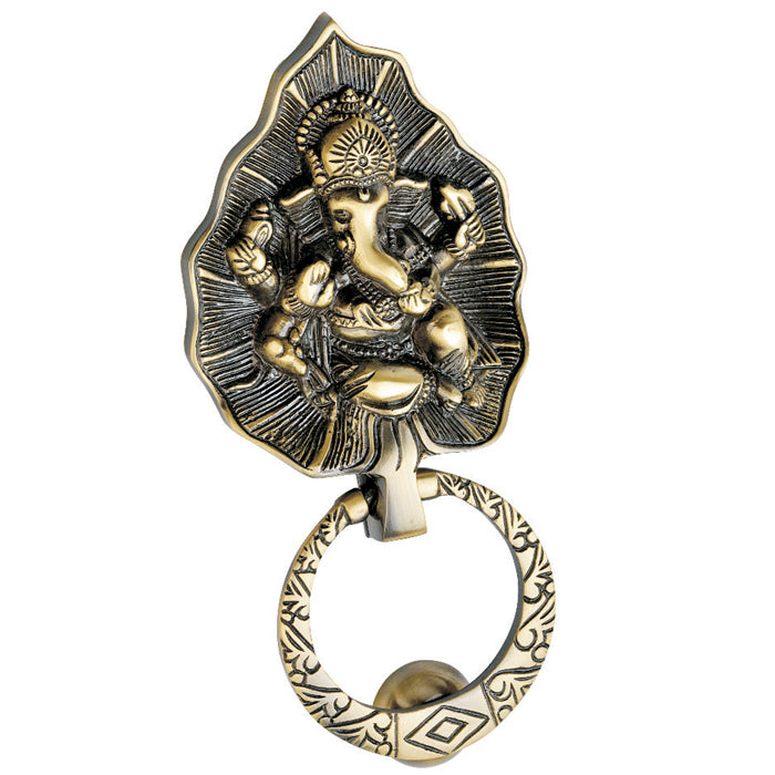 Allied Brass Pan Leaf Lord Knocker with Hanging Ring Door Knocker/Door Decor with Antique Finish