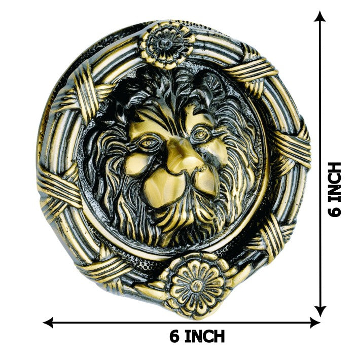 Allied Brass Lion Door Knocker- Beautiful Brass Lion Face Door Knocker with Antique Finish Great Gift Choice