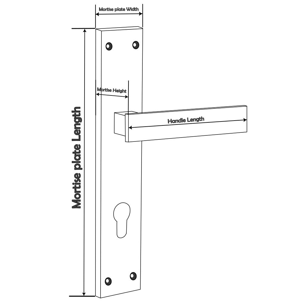 Allied 8 Inches Mortise Handle Set with KY Lock Body | SS Finish | 2 Keys | 6 Lever 65 mm Lock Set for Door | Code No.- 033