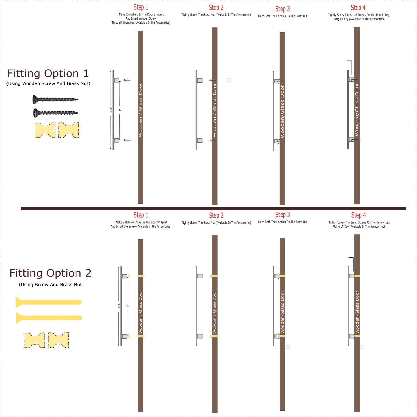 Allied Brass Pull Handle| Wooden Brass Door Handle | Brass Door Handle | Code- 28