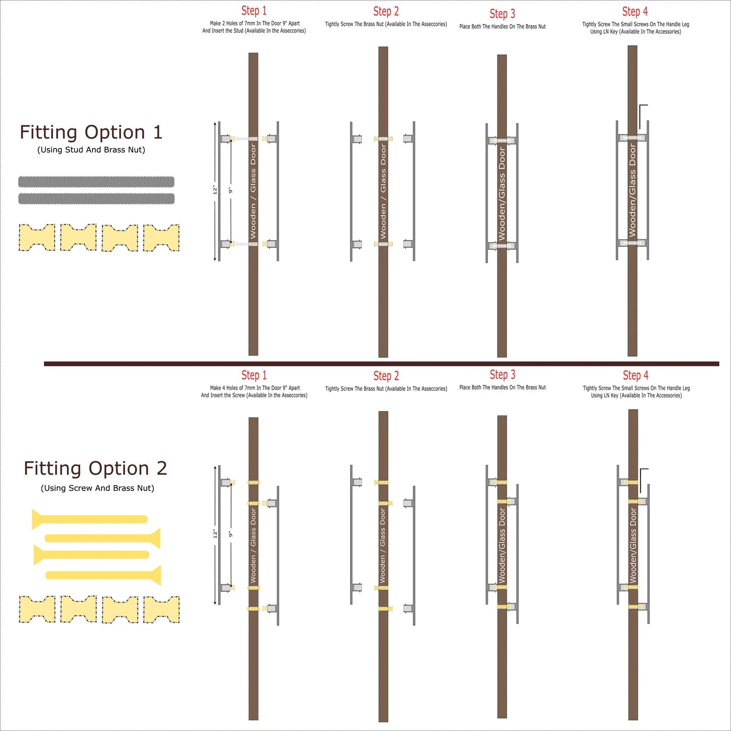 Allied Brass Pull Handle| Wooden Brass Door Handle | Brass Door Handle | Code- 55
