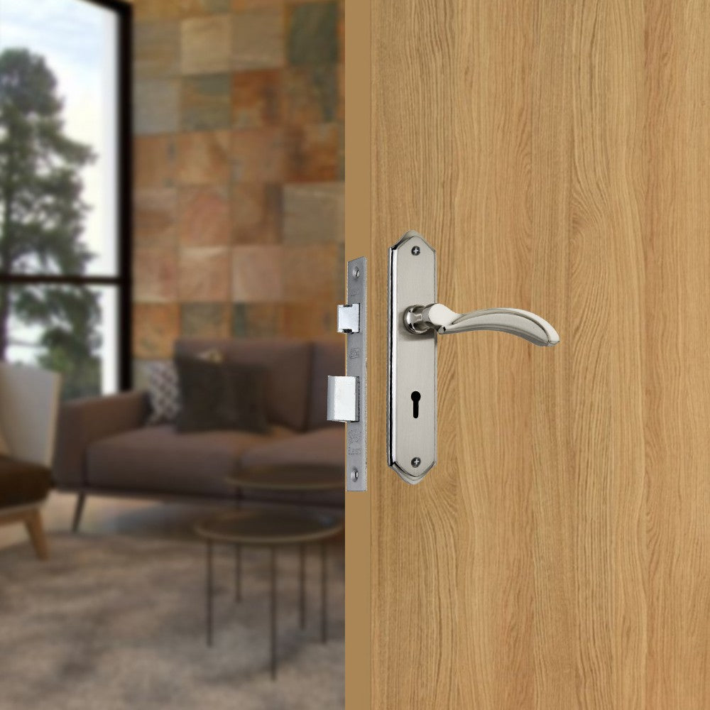 Allied 8 Inches Mortise Handle Set with KY Lock Body | SS Finish | 2 Keys | 6 Lever 65 mm Lock Set for Door | Code No.- 033