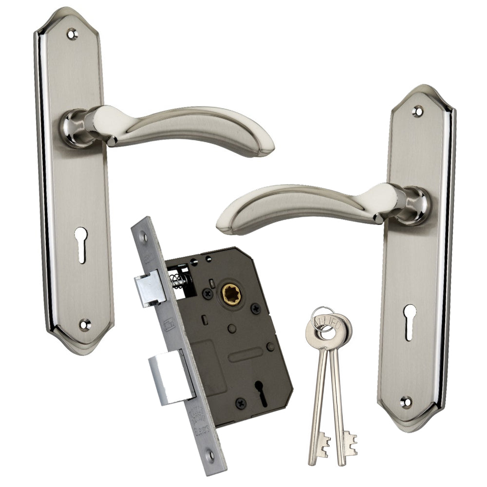 Allied 8 Inches Mortise Handle Set with KY Lock Body | SS Finish | 2 Keys | 6 Lever 65 mm Lock Set for Door | Code No.- 033