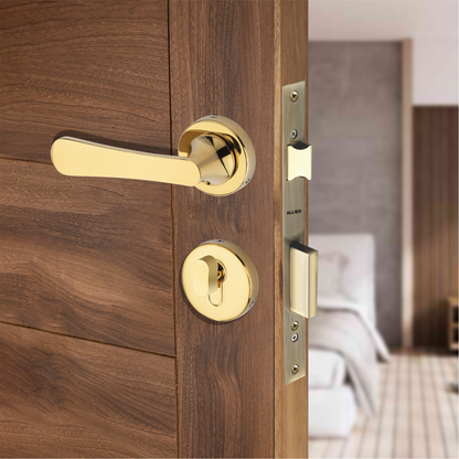 Stainless Steel Rose Handle Lock Set No. 410 PVD Gold Finish