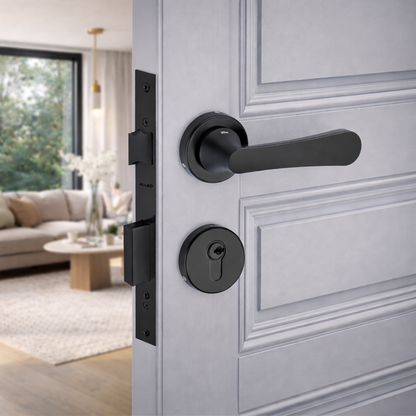 Stainless Steel Rose Handle Lock Set No. 410 Matt Black Finish