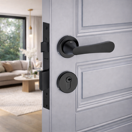 Stainless Steel Rose Handle Lock Set No. 410 Matt Black Finish