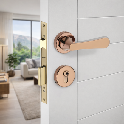 Stainless Steel Rose Handle Lock Set No. 410 PVD Rose Gold Finish