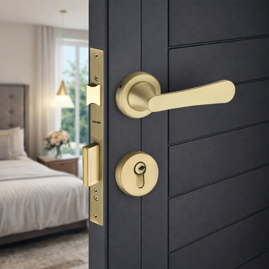 Stainless Steel Rose Handle Lock Set No. 410 Brass Antique