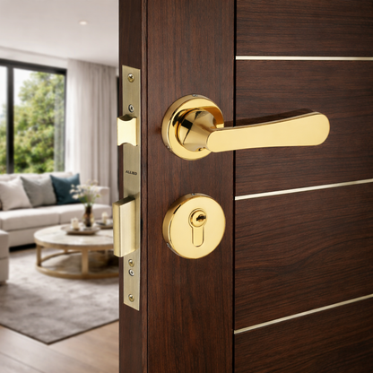 Stainless Steel Rose Handle Lock Set No. 410 PVD Gold Finish