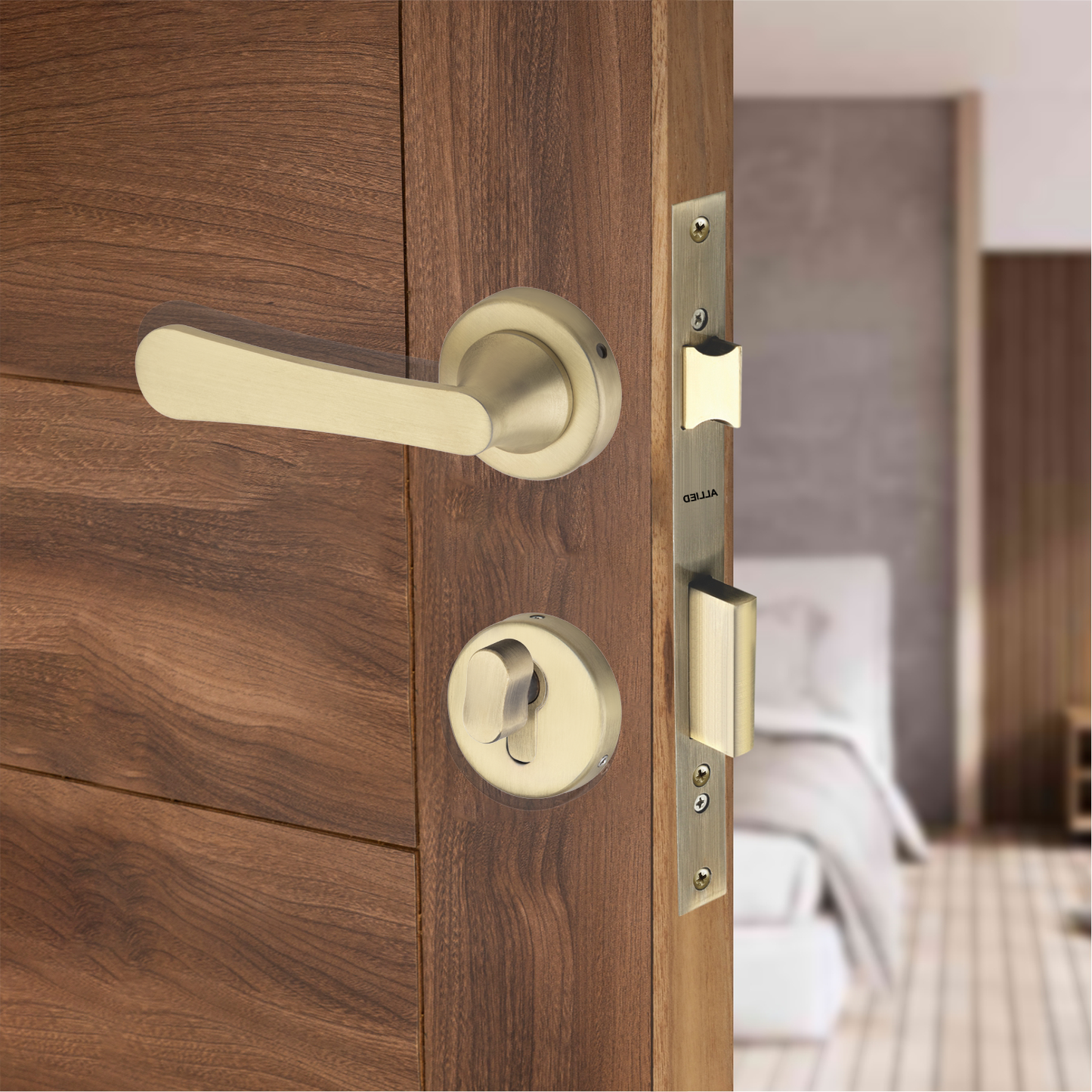 Stainless Steel Rose Handle Lock Set No. 410 Brass Antique