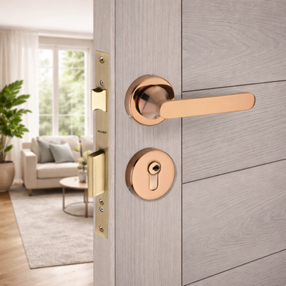 Stainless Steel Rose Handle Lock Set No. 411 PVD Rose Gold Finish