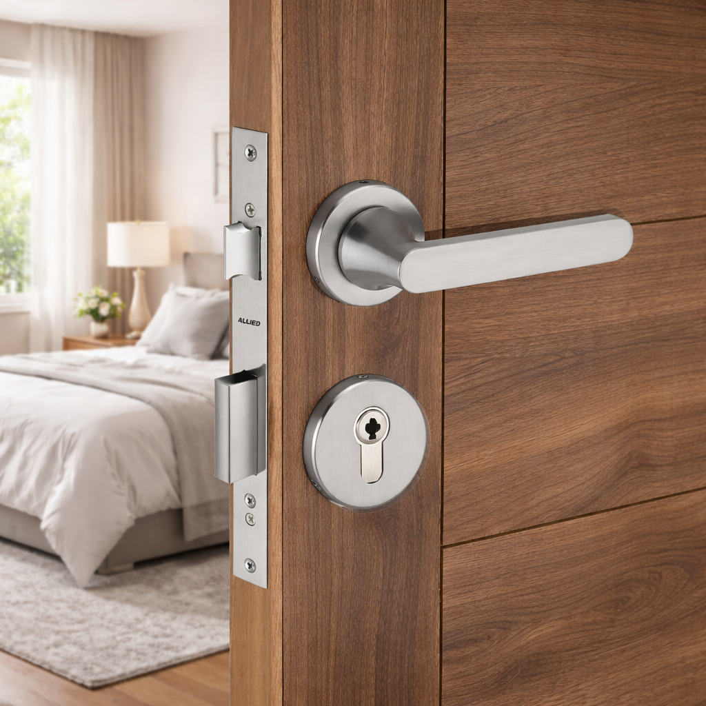 Stainless Steel Rose Handle Lock Set No. 411 SS Finish