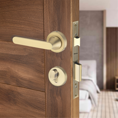 Stainless Steel Rose Handle Lock Set No. 411 Brass Antique