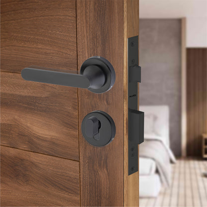 Stainless Steel Rose Handle Lock Set No. 411 Matt Black Finish