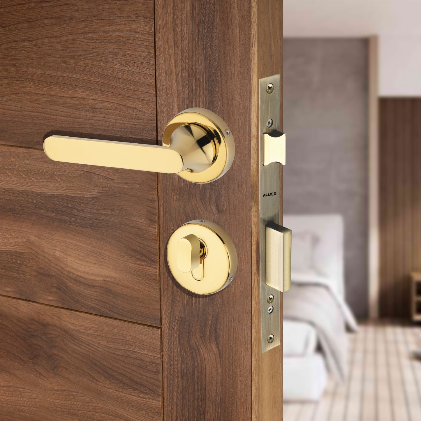 Stainless Steel Rose Handle Lock Set No. 411 PVD Gold Finish