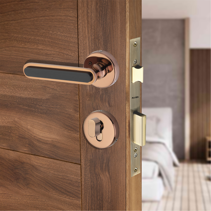Stainless Steel Rose Handle Lock Set No. 412 PVD Rose Gold Finish