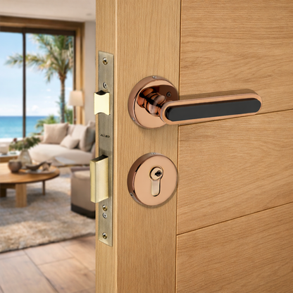 Stainless Steel Rose Handle Lock Set No. 412 PVD Rose Gold Finish