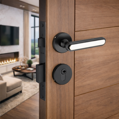 Stainless Steel Rose Handle Lock Set No. 412 Matt Black Finish