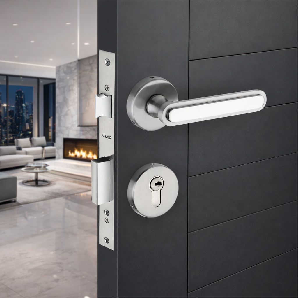 Stainless Steel Rose Handle Lock Set No. 412 SS Finish