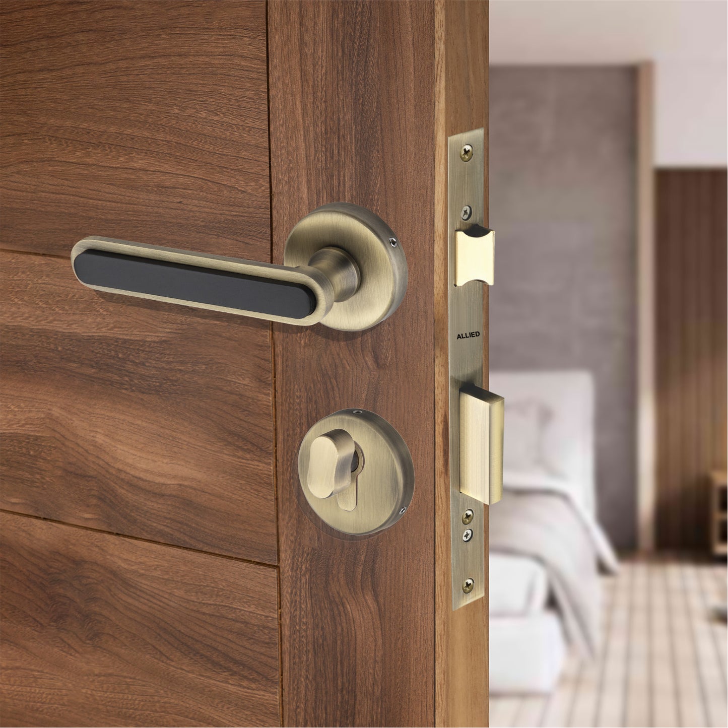 Stainless Steel Rose Handle Lock Set No. 412 Brass Antique