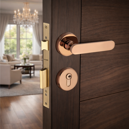 Stainless Steel Rose Handle Lock Set No. 413 PVD Rose Gold Finish