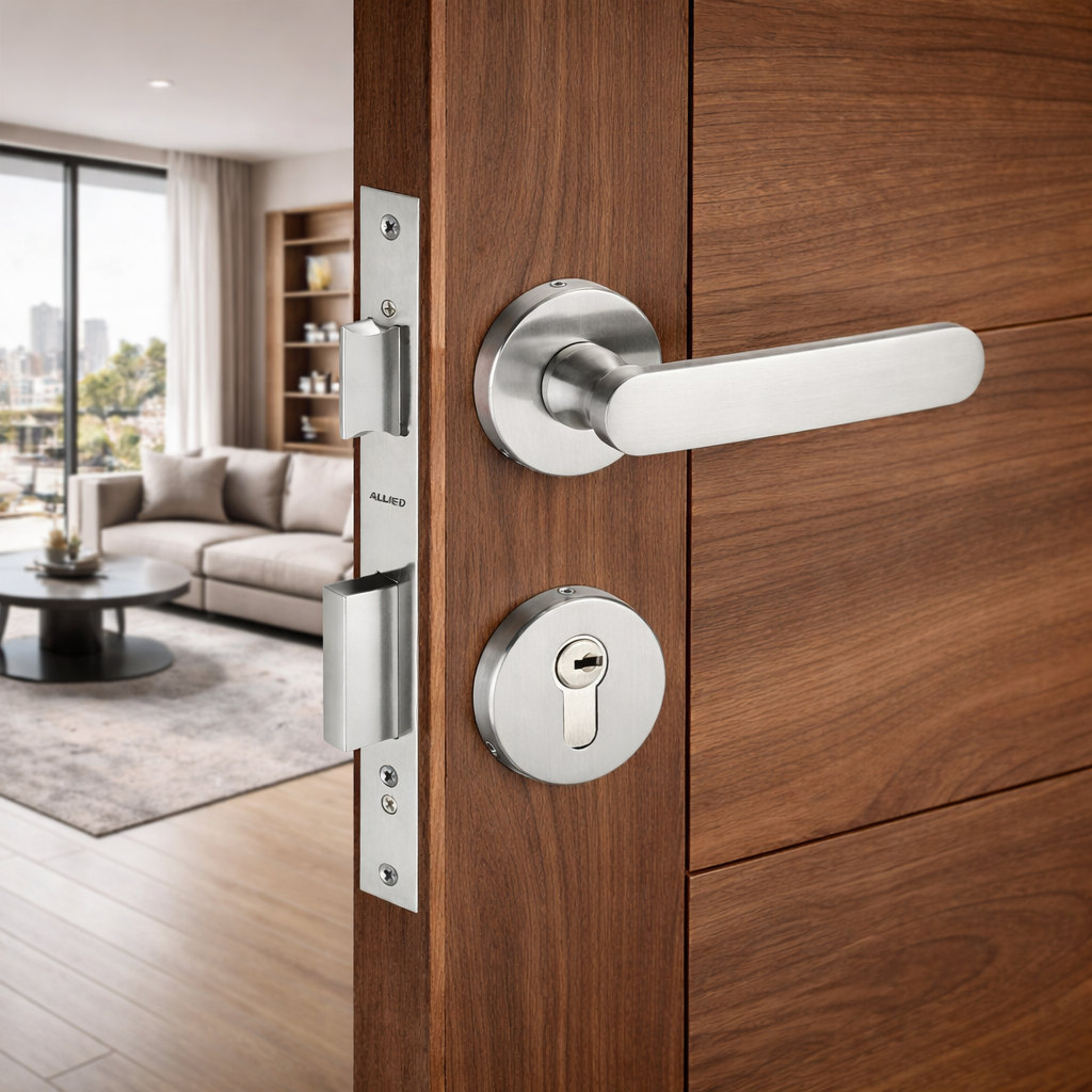 Stainless Steel Rose Handle Lock Set No. 413 SS Finish