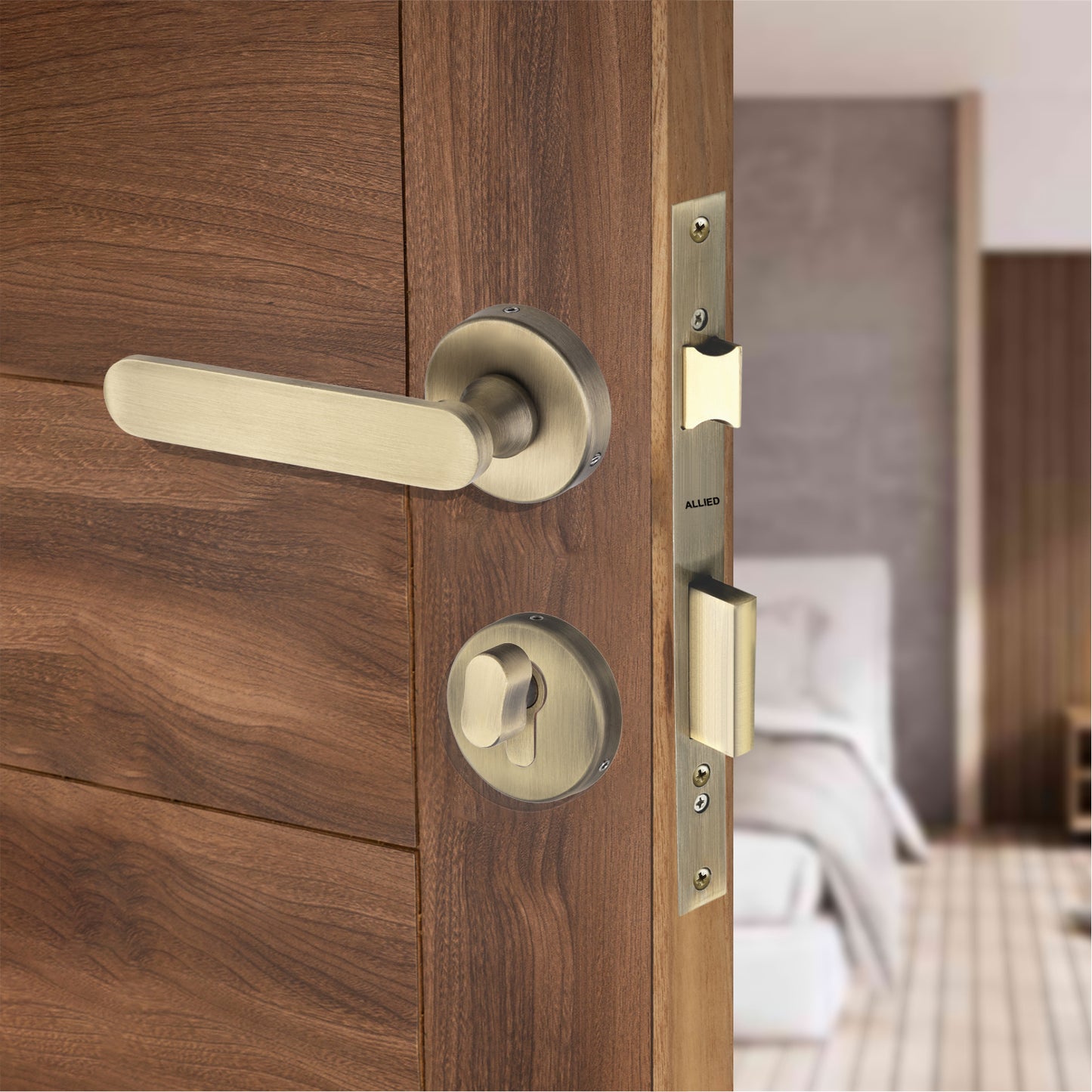 Stainless Steel Rose Handle Lock Set No. 413 Brass Antique Finish