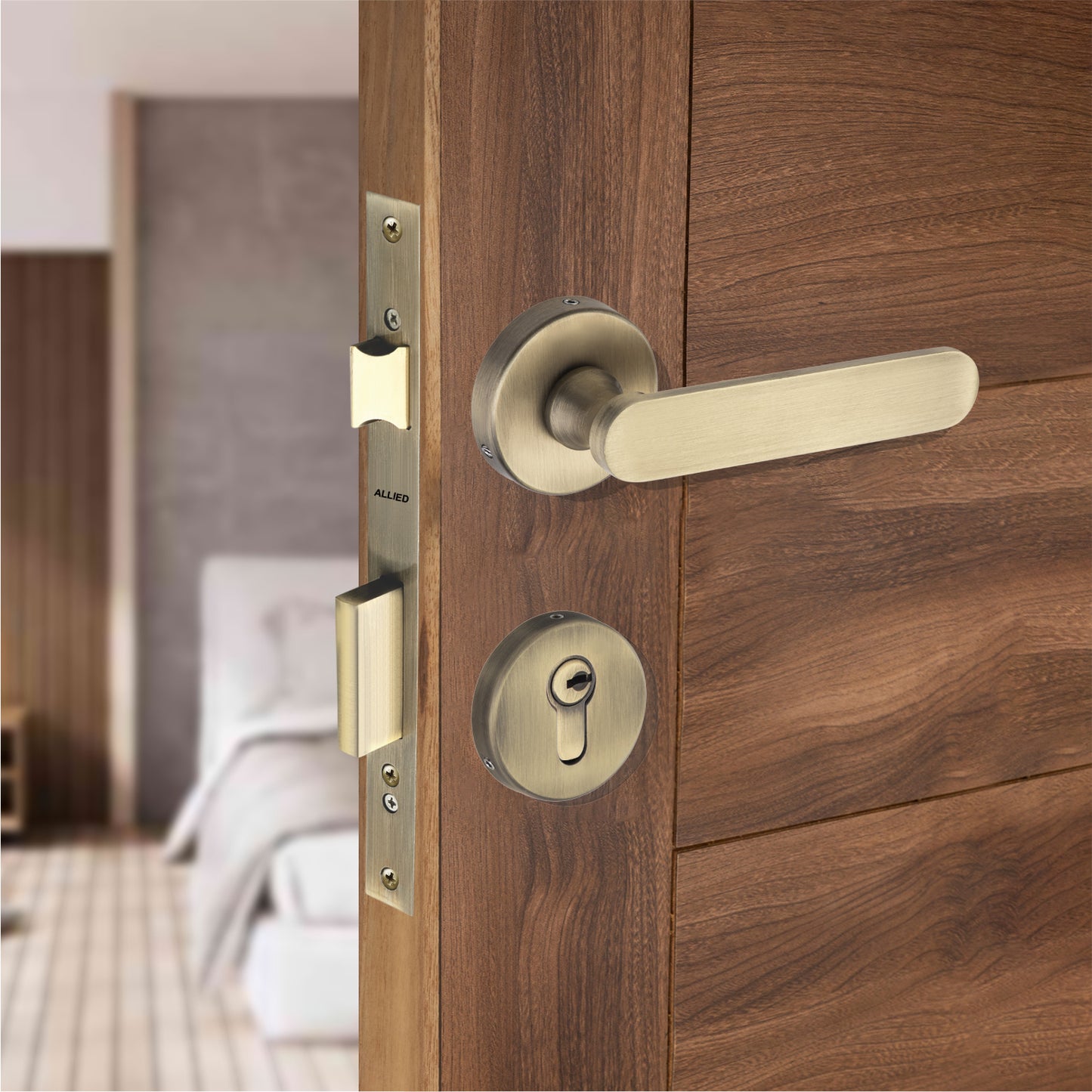 Stainless Steel Rose Handle Lock Set No. 413 Brass Antique Finish