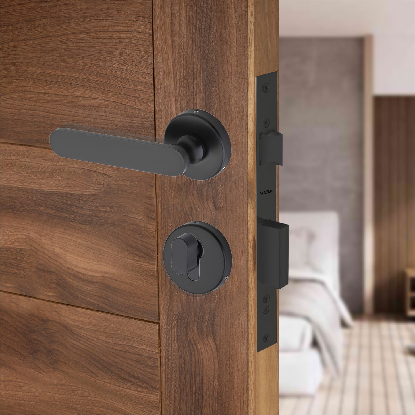 Stainless Steel Rose Handle Lock Set No. 413 Black Finish