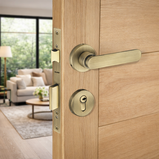 Stainless Steel Rose Handle Lock Set No. 414 Brass Antique