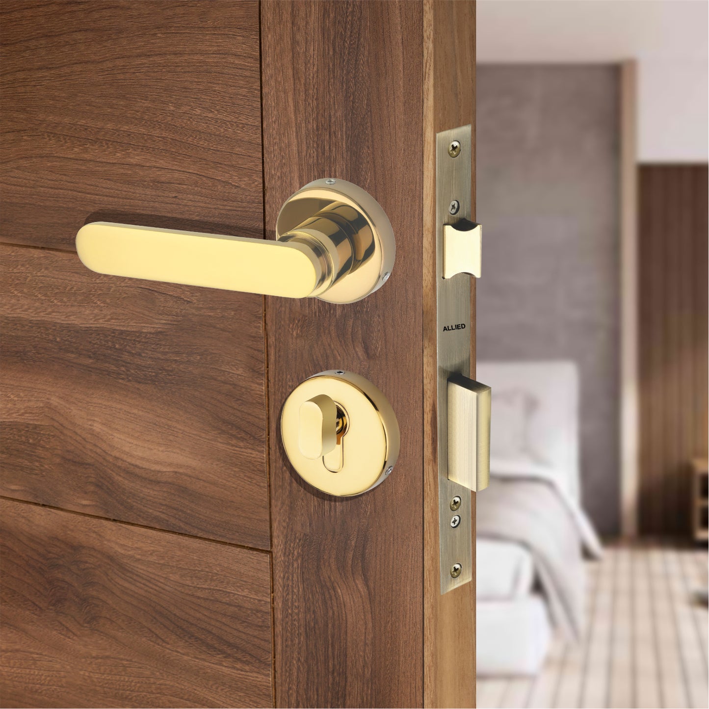 Stainless Steel Rose Handle Lock Set No. 414 PVD Gold Finish