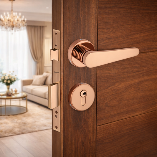 Stainless Steel Rose Handle Lock Set No. 415 PVD Rose Gold Finish