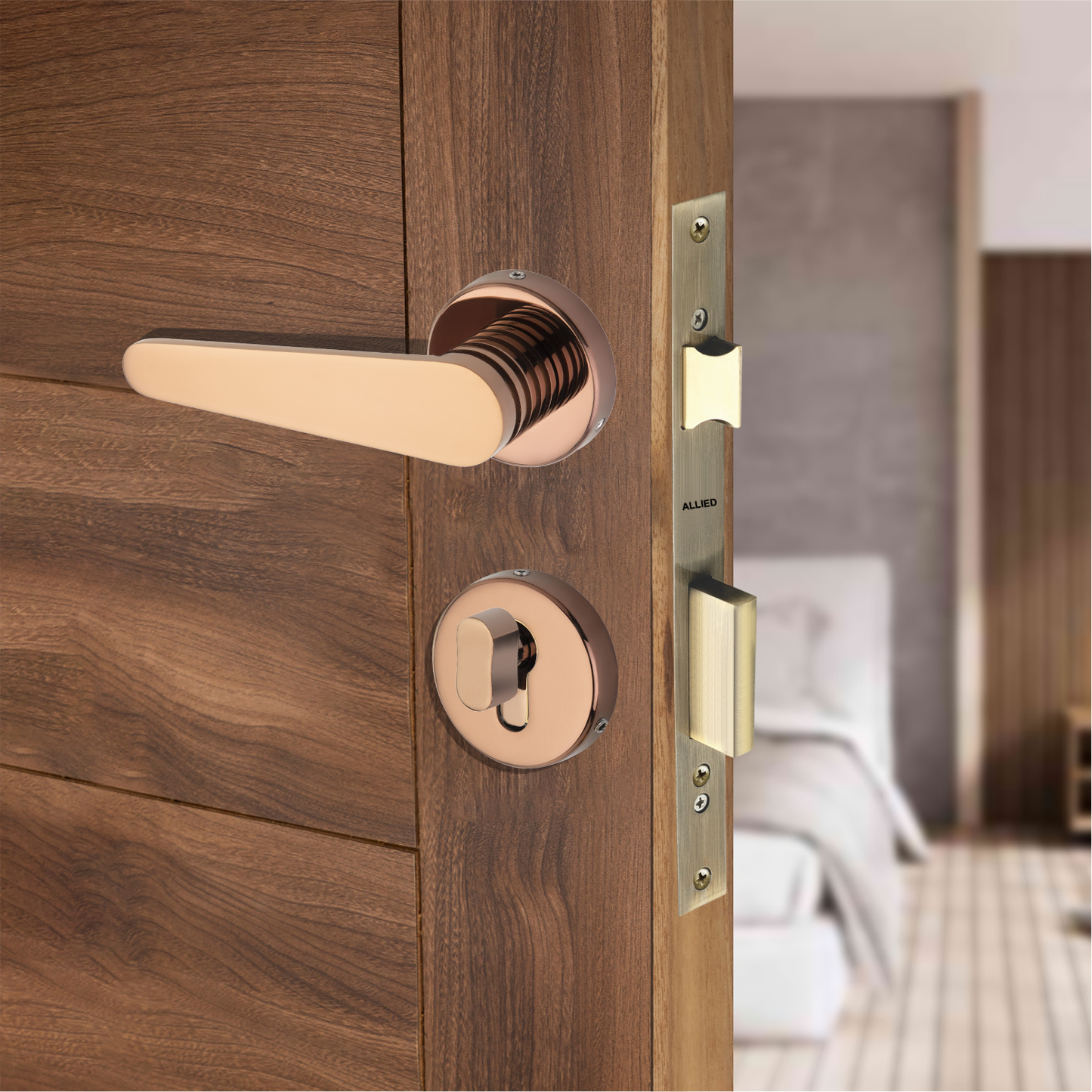 Stainless Steel Rose Handle Lock Set No. 415 PVD Rose Gold Finish