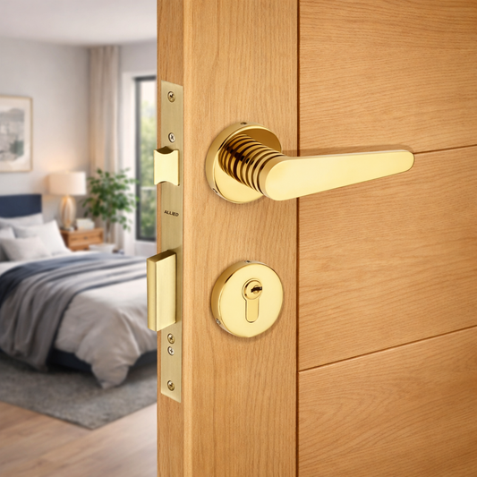 Stainless Steel Rose Handle Lock Set No. 415 PVD Gold Finish