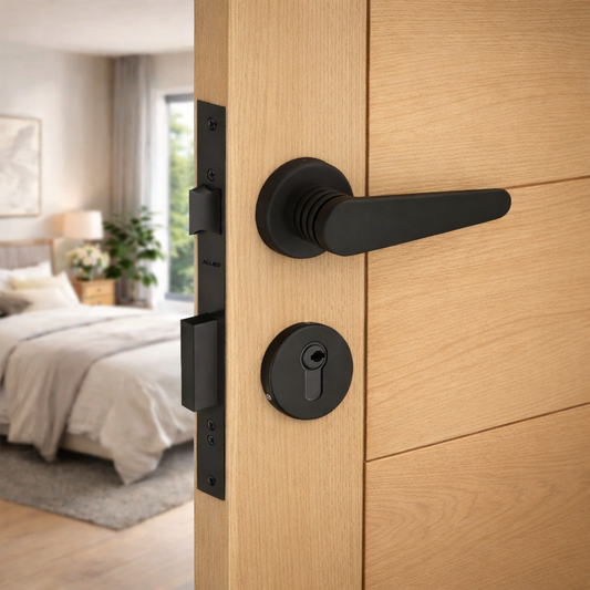 Stainless Steel Rose Handle Lock Set No. 415 Matt Black Finish