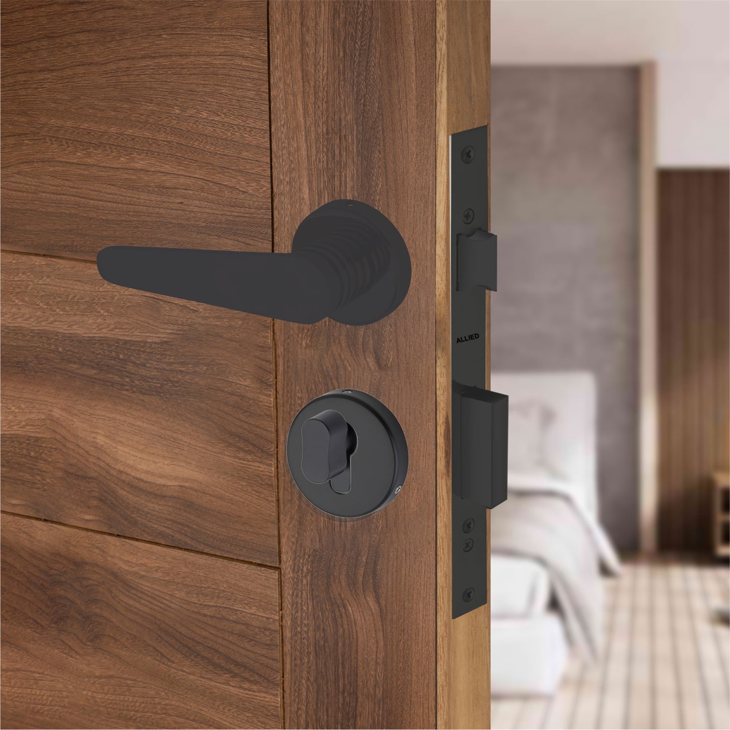 Stainless Steel Rose Handle Lock Set No. 415 Matt Black Finish