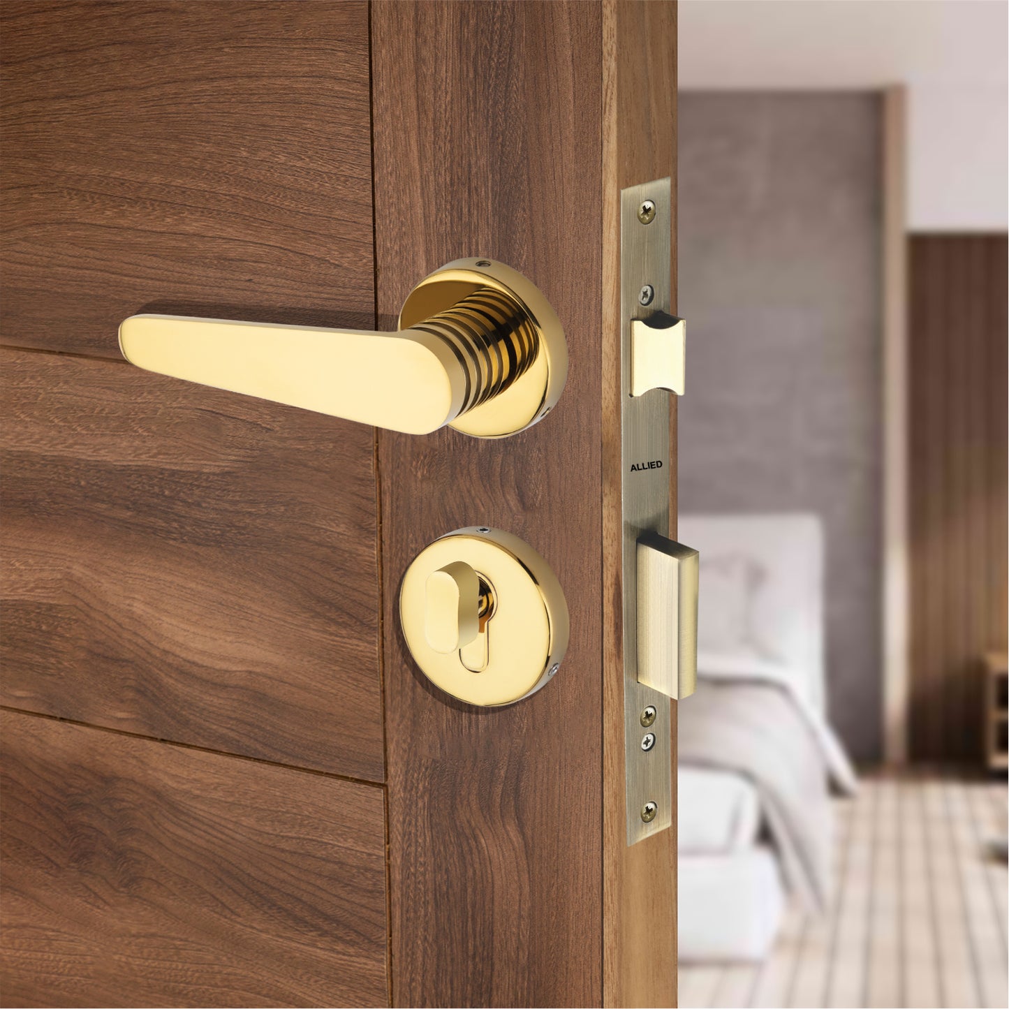 Stainless Steel Rose Handle Lock Set No. 415 PVD Gold Finish