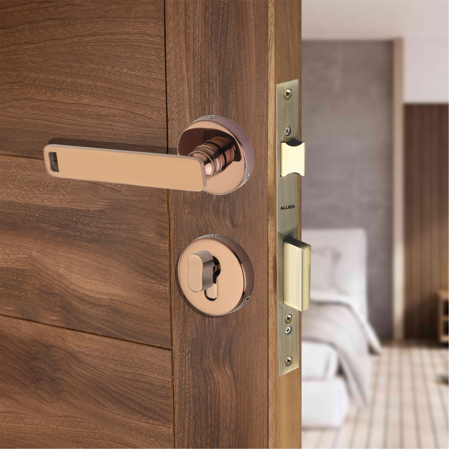 Stainless Steel Rose Handle Lock Set No. 416 PVD Rose Gold Finish