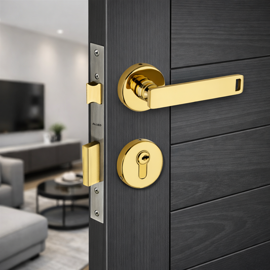 Stainless Steel Rose Handle Lock Set No. 416 PVD Gold Finish