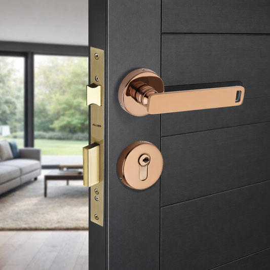 Stainless Steel Rose Handle Lock Set No. 416 PVD Rose Gold Finish
