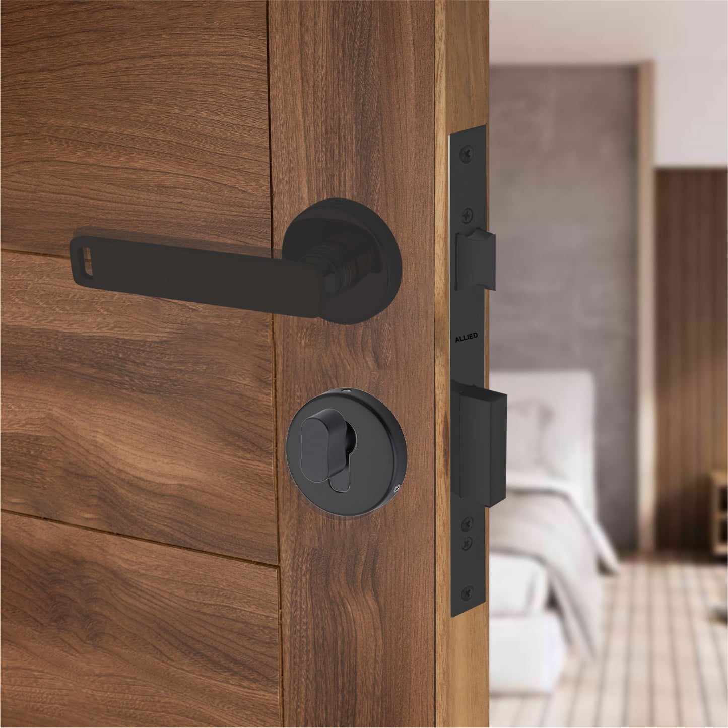 Stainless Steel Rose Handle Lock Set No. 416 Matt Black Finish
