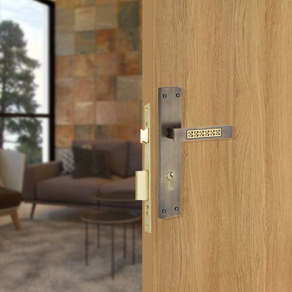 Allied  Brass Mortise Handle Set with CY Lock Body | 3 Keys | 60 mm One Side Knob Cylinder | Code - BM07