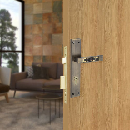 Allied  Brass Mortise Handle Set with CY Lock Body | 3 Keys | 60 mm One Side Knob Cylinder | Code - BMSQU