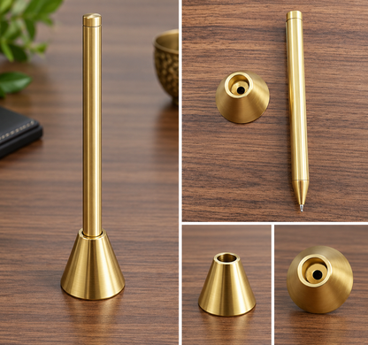 Brass Pen With Brass Stand