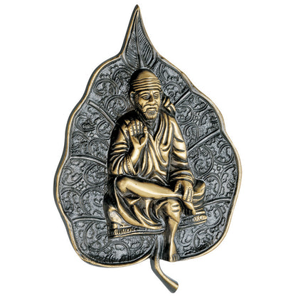 Allied Beautiful Brass Sai Baba Idol with Shirdi Sai Baba with Lord Sai Idol On Peepal Leaf